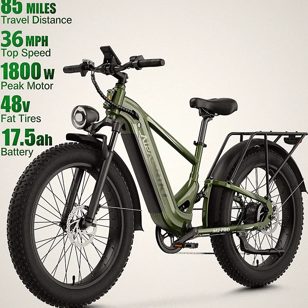 1800W Electric Bike for Adult 26" Fat Tire 36MPH 85Miles Offroad Mountain Ebike