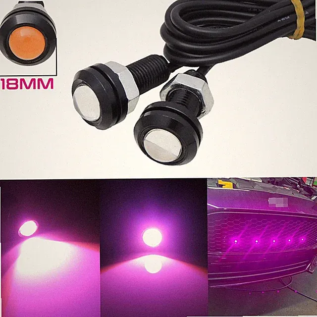 2pcs Pink Purple LED Car Motorcycle Truck DRL Underbody Tail Front Grille Lights