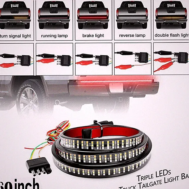 60 inch Triple-Row 6-Function Turn Signal Reverse Stop Tailgate LED Light Bar