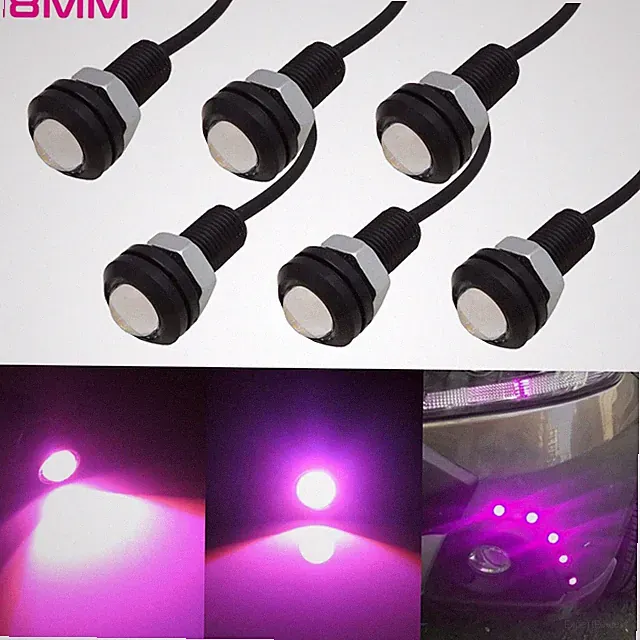 6pcs Pink Purple LED Car Motorcycle Truck DRL Tail Underbody Front Grille Lights