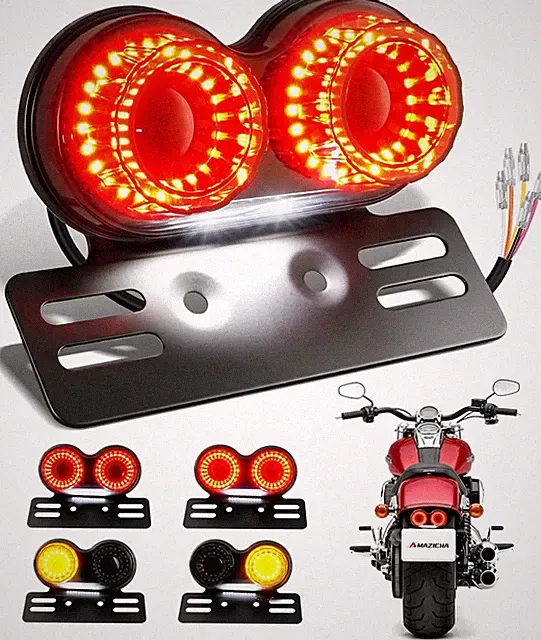 Amazicha Enhanced Motorcycle Tail Light, Motorcycle Brake Light, IP67 Waterproof