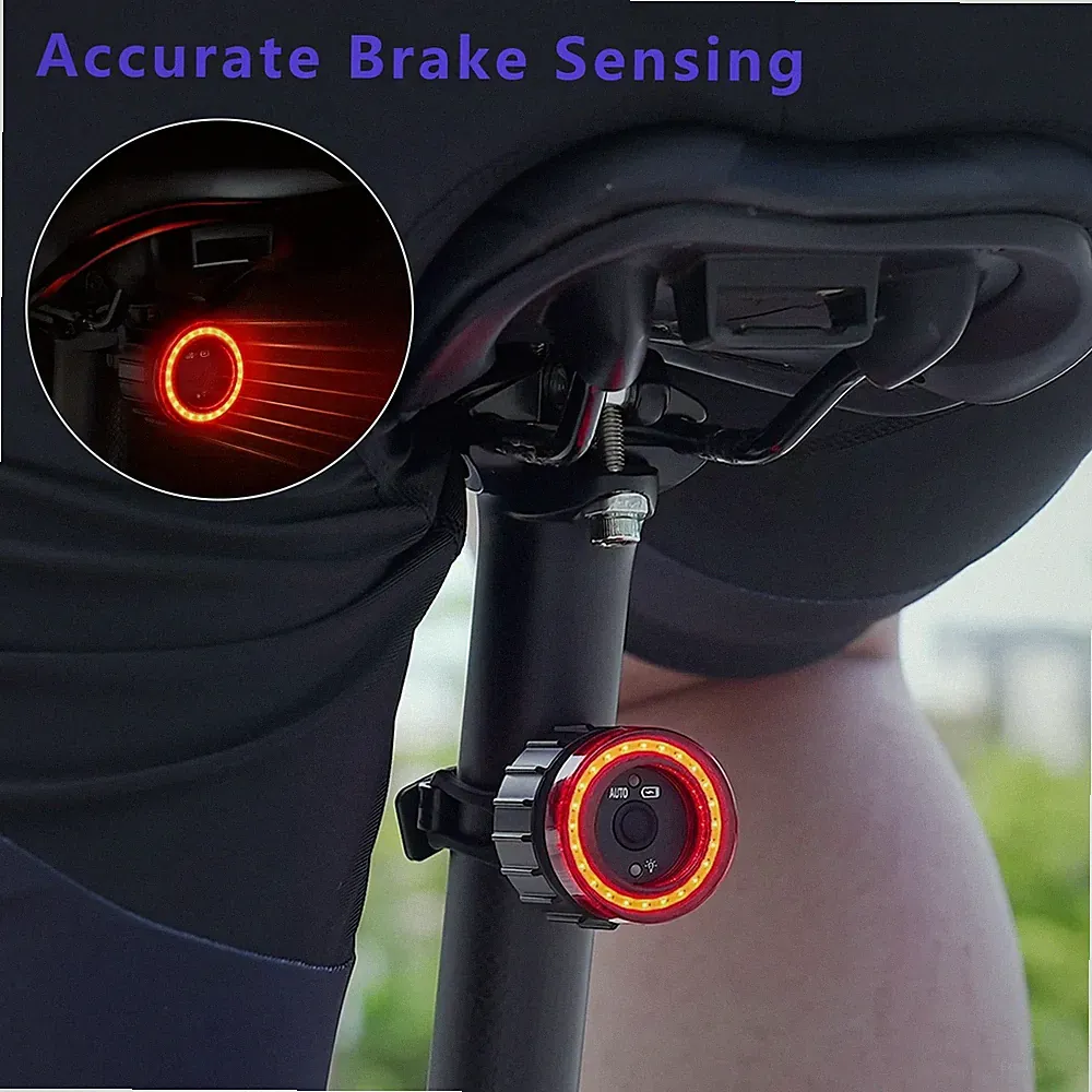Bicycle Taillight Smart Auto Brake Sensing Rear Light Rechargeable LED