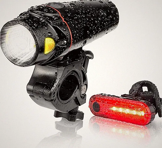 Bike Light Set, USB Smart Sensor Headlight Waterproof with Free Tail Light Runti