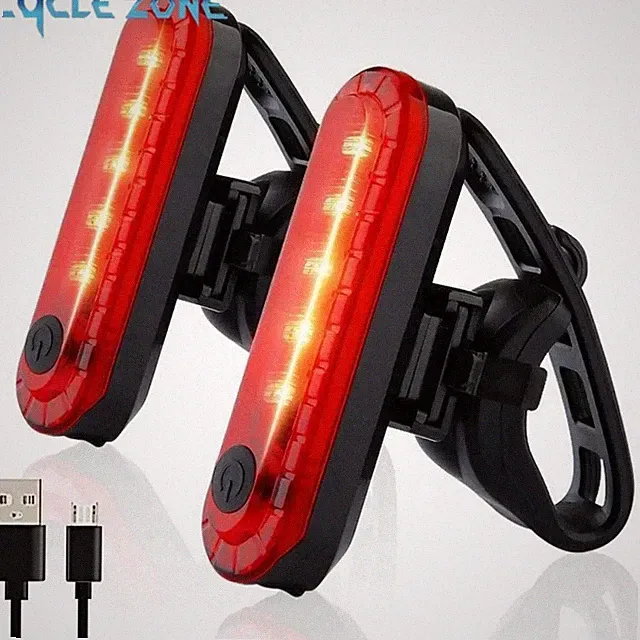 Bike Rear Tail Light USB Rechargeable Cycling Safety Flashers Blinking