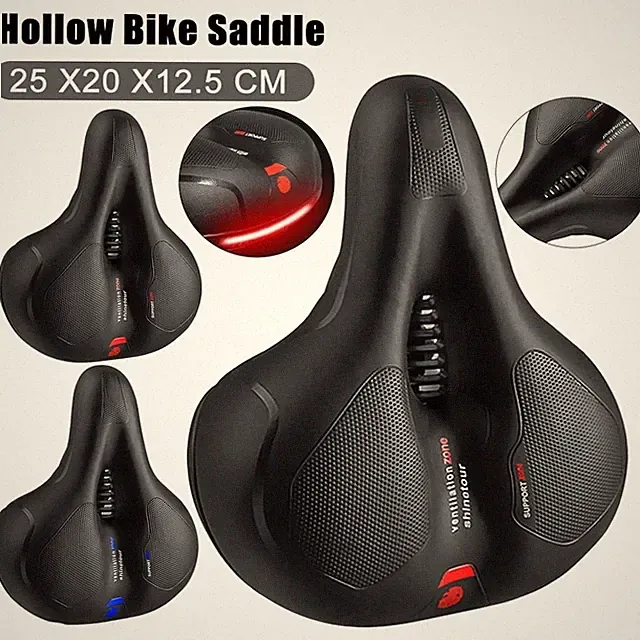 Bike Saddle Hollow Breathable LED Taillight Gel Pad Comfort Seat Men