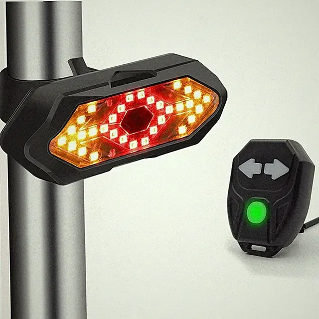 Bike Turn Signal light USB Rechargeable LED Wireless Remote Control Tail Light