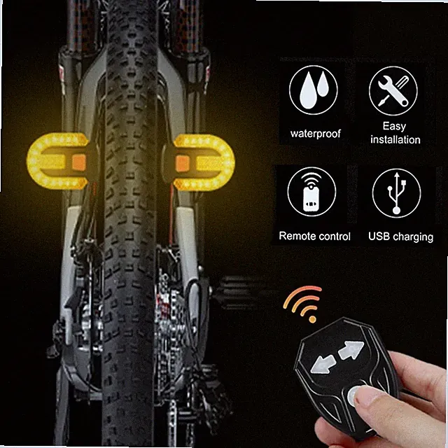Bike Turn Signals Light,Front or Rear,Remote Control,Usb Bicycle TailLight,2pcs