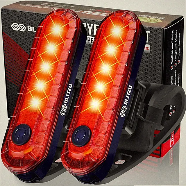 BLITZU USB-C Rechargeable Bike Tail Light 2 Pack, Bright Bicycle Rear Cycling Sa