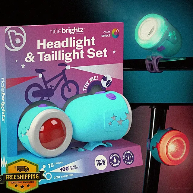 Brightz RideBrightz LED Bike Headlight and Taillight Set for Kids - Be Cool a...