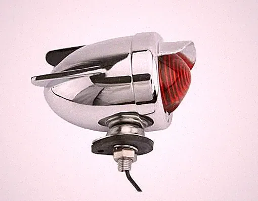 Chrome/RED Bicycle REAR DUMMY Bullet Light w/WING Lowrider Cruiser Bikes