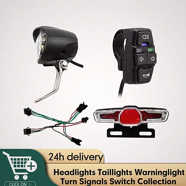 E-bike Light Front/Taillight Switch Cable Warning Light Turn Signal and Horn