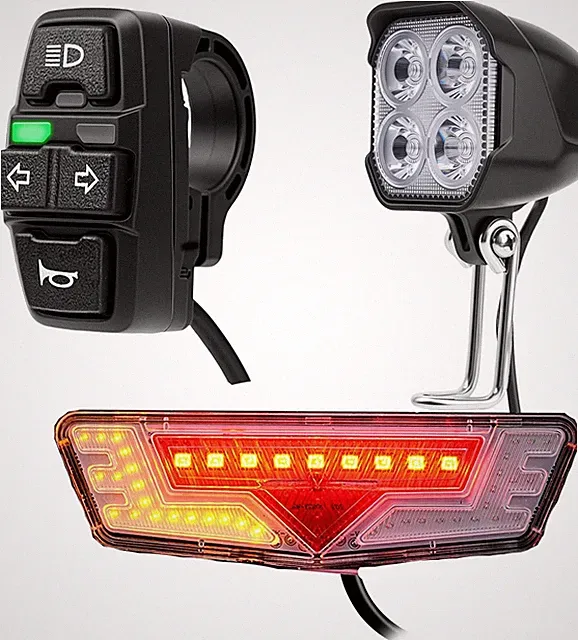 Ebike Light Kit, 24V 36V 48V Electric Bicycle Headlight & Taillight with Turn Si