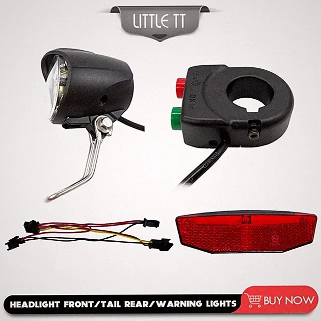 Electric Bike Light Ebike Headlight Tail Lights LED Brake Lamp Kit