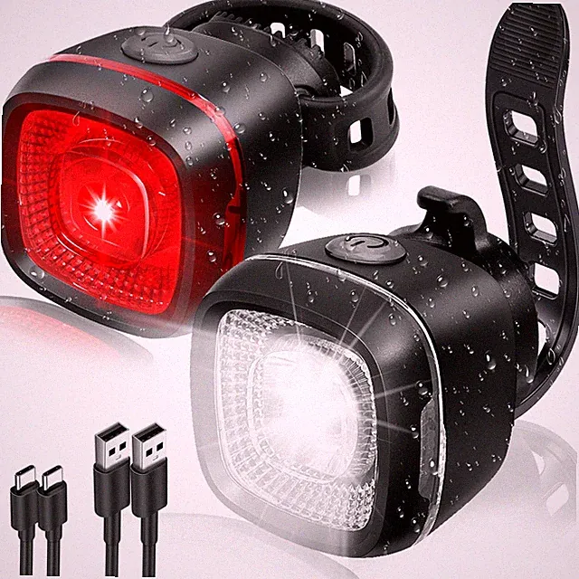 Kids Bike Light Set, Type-C Rechargeable IPX6 Waterproof Front Rear Lights Ni...
