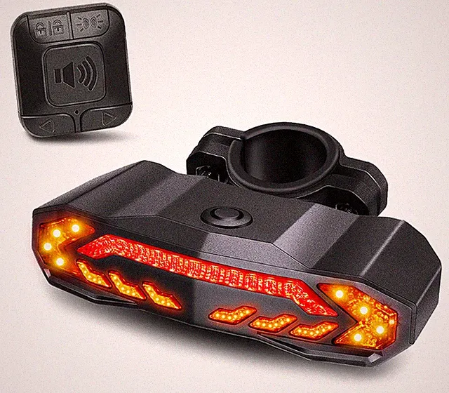LED Bike Rear Light Kit: USB, Turn Signals, Alarm + Remote Control