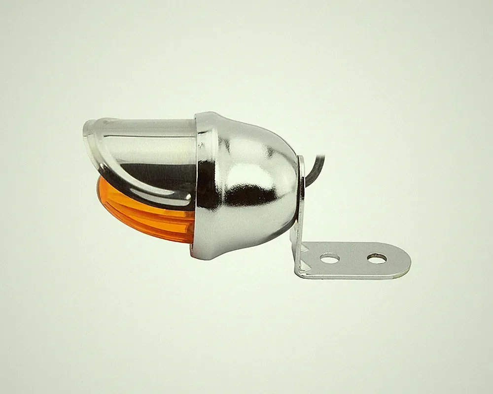 Lowrider Mini Bee Light Chrome Amber Lens Bullet Cruiser Bicycle Headlight Lamp.