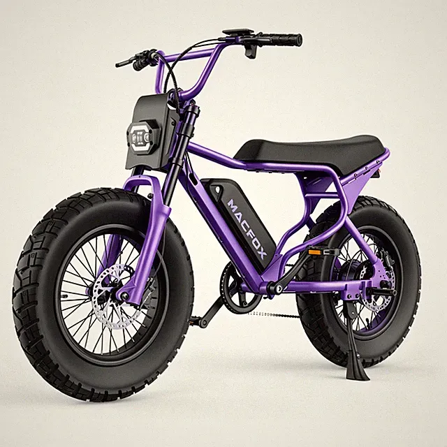 MACFOX X7 500w E-Bike 20"Tire Electric Bicycles Head & Tail LED Light Purple NEW