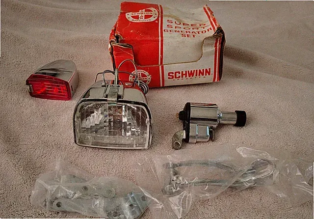 NOS Schwinn Super Sport Generator Head Tail Light Set Bicycle Vintage