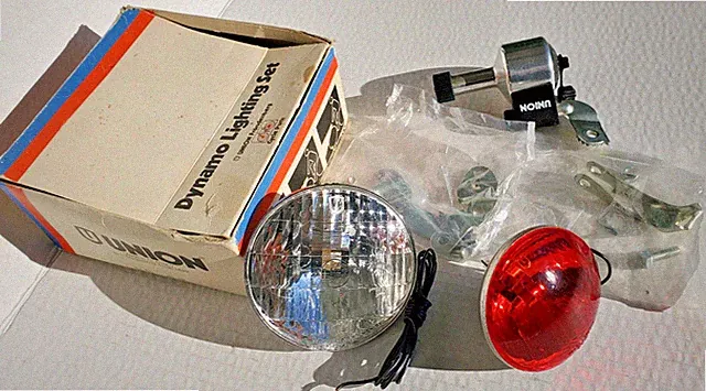 NOS Union Dynamo Generator Head Tail Light Set Bicycle Vtg Schwinn Puegeot Fuji