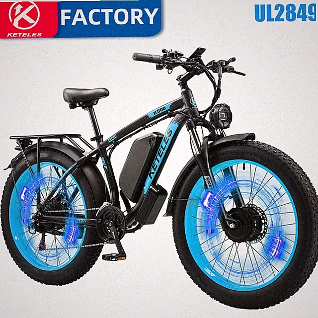 Peak 4000W 48V/23Ah Electric Bicycle Dual Motor 26" Fat Tire E-Bike for Adults