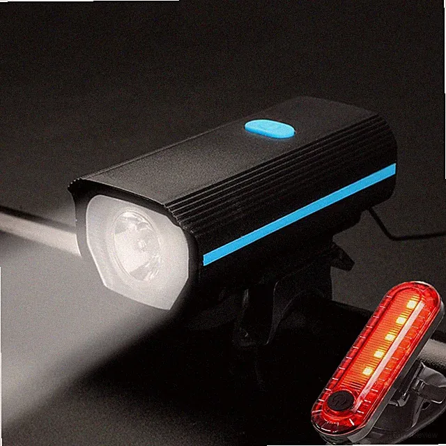 Rechargeable Bike Light w/ Tail Light Waterproof Bicycle Lights for Night Riding