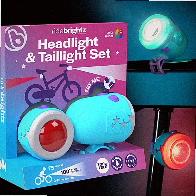 RideBrightz LED Bike Headlight and Tail Light Set - Rechargeable Bike Lights...