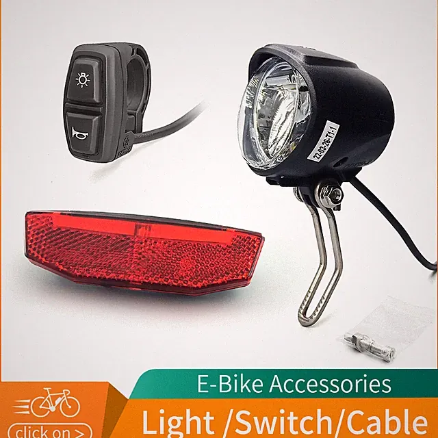 Rubber Ebike Accessories 24V-60V Headlight and Tail Light Horn Switch Cable Part