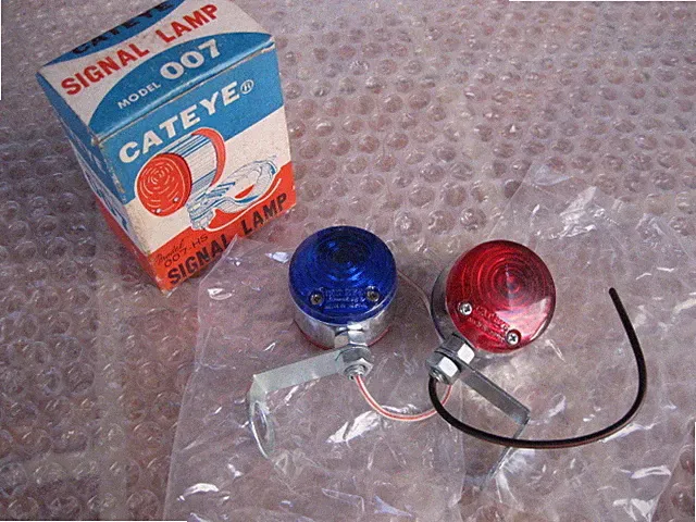 SIGNAL LIGHT BLUE RED VINTAGE BICYCLE NOS CATEYE FIXED GEAR RALEIGH SCHWINN BSA