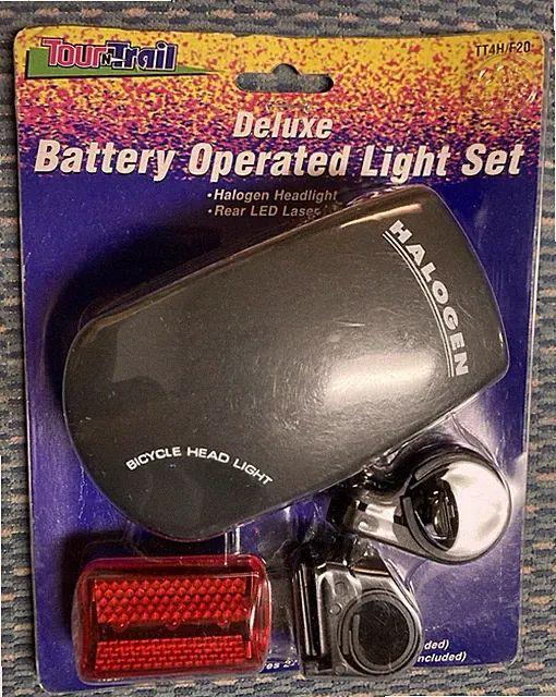 Tour N Trail Battery Halogen Bicycle Headlight And Rear LED Laser Taillight Kit