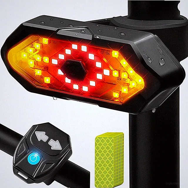 USB Rechargeable Bike Tail Light with Turn Signals, Wireless Remote Control