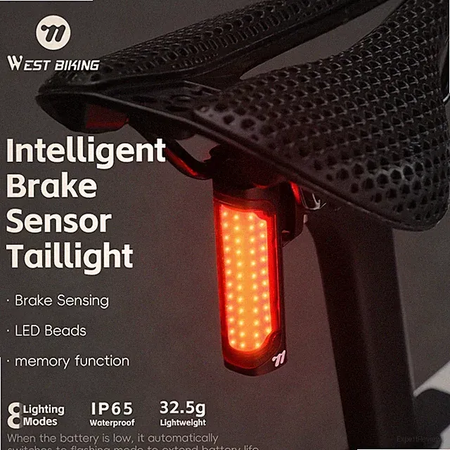 WEST BIKING Bike Taillight Smart Brake Sensor 8 Modes Bicycle Rear Light