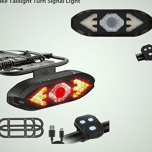 Wireless Bike Tail Light Turn Signals Remote Control Taillight USB Rechargeable
