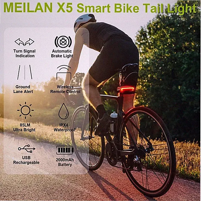 X5 Smart Bike Tail Light with Turn Signals