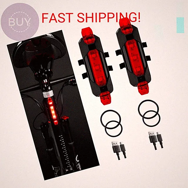 YUERWOVER 2 Pack USB Rechargeable LED Bicycle Rear Lights Cycling Bike Taillight